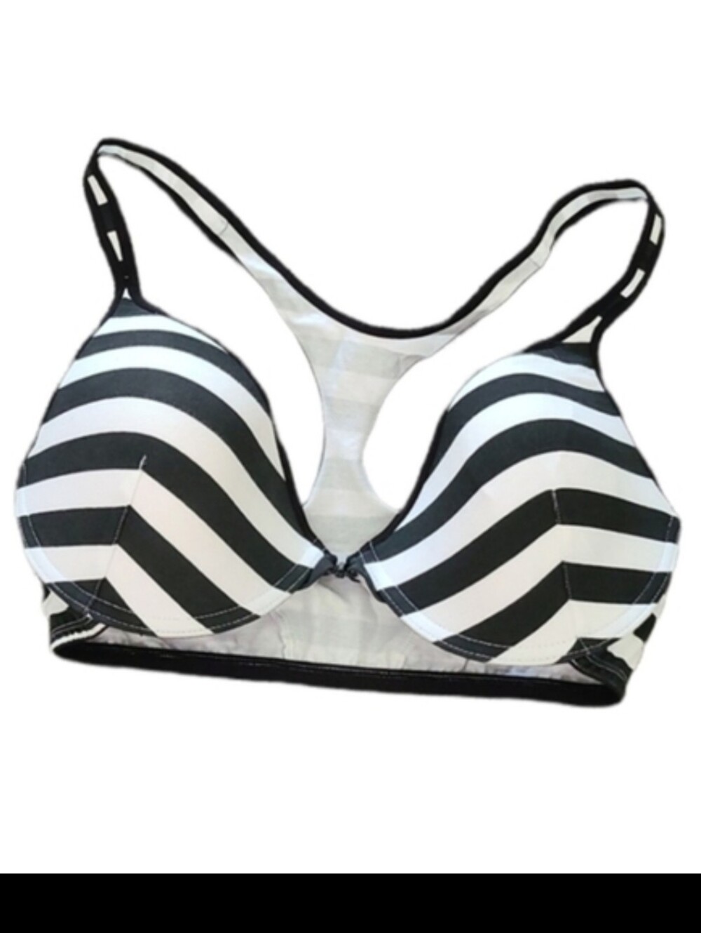 Fruit of the looms black white stripe bras